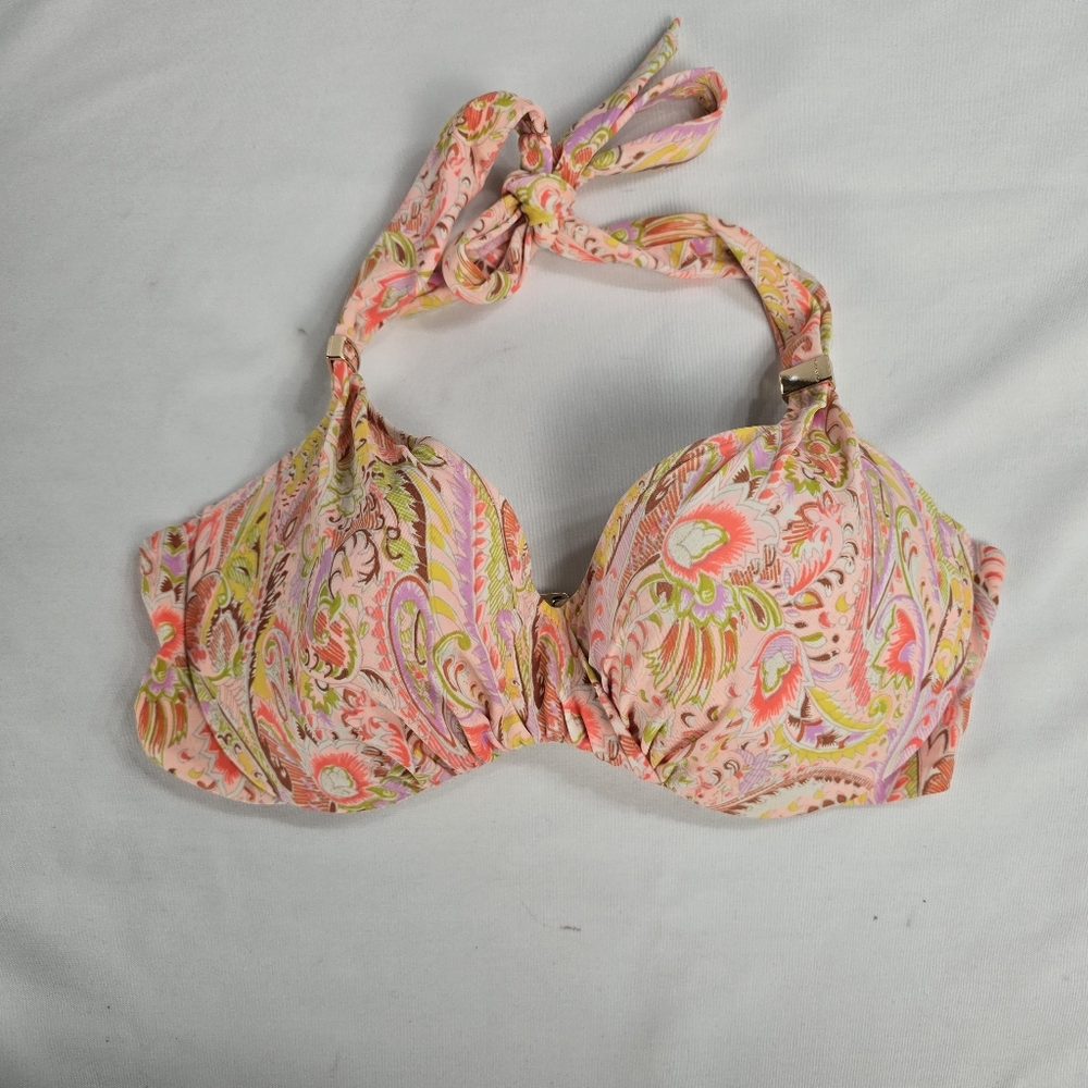 Victoria's Secret Paisley Print Halter Style Tie Back Bikini Top Only 34c